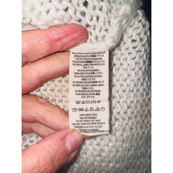 Free People Baltic Fair isle Oversized Pullover Sweater, Blue, Ivory XS Preppy - Picture 7 of 9